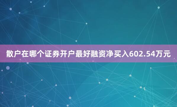 散户在哪个证券开户最好融资净买入602.54万元
