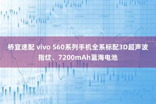 桥宜速配 vivo S60系列手机全系标配3D超声波指纹、7200mAh蓝海电池